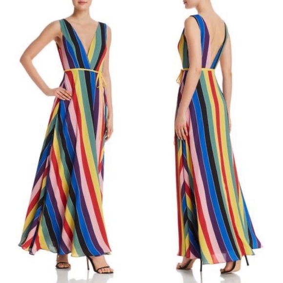 Bloomingdales Aqua Rainbow Striped Maxi Dress - Picture 2 of 6